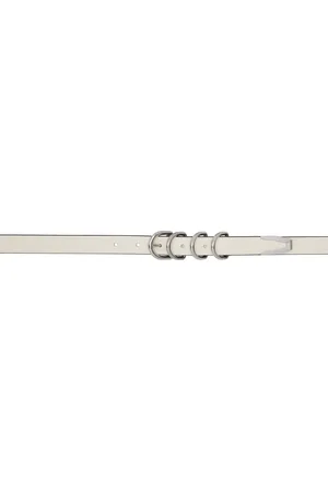RAG&BONE Ceinture fine blanc cassé en cuir à ferrures Spire