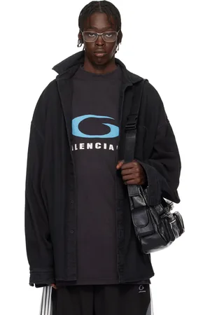 Balenciaga Chemise étagée noire à logo Sports icon