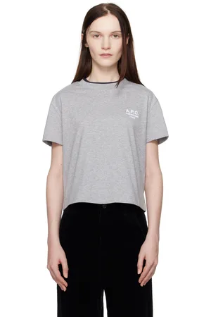 A.P.C. T-shirt droit gris à logo Rue Madame