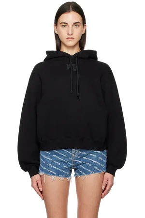 Alexander Wang Pull à capuche noir à logo en relief