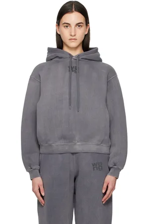 Alexander Wang Pull à capuche gris à logo en relief
