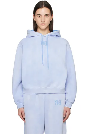 Alexander Wang Pull à capuche bleu à logo en relief