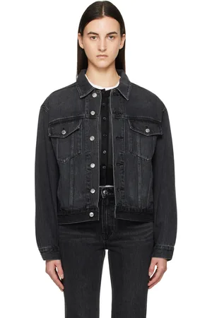 Alexander Wang Blouson camionneur surdimensionné gris en denim