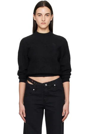 Alexander Wang Pull molletonné décontracté noir à col ras du cou