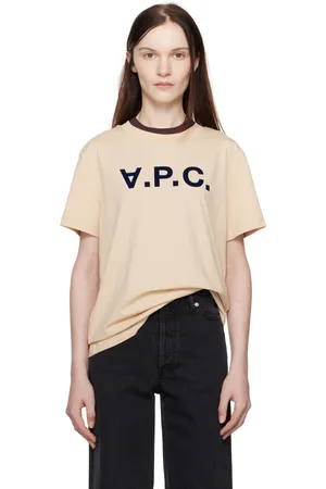 A.P.C. T-shirt beige à coupe classique et à grand logo V.P.C.