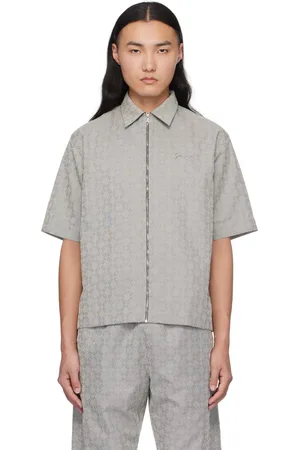 Givenchy Chemise grise à monogrammes 72 en jacquard et à glissière