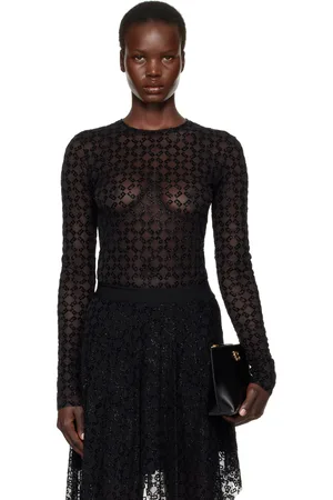 Givenchy Justaucorps noir en tulle à monogrammes 72 et à fils métalliques