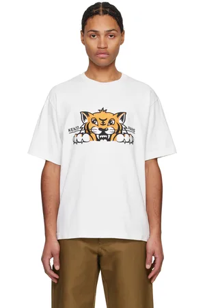 Kenzo T-shirt blanc à image Happy Tiger brodée