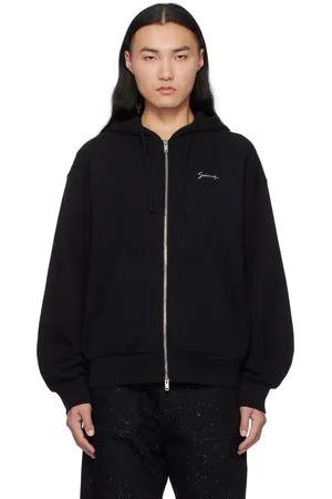 Givenchy Pull à capuche noir à glissière et à images imprimées