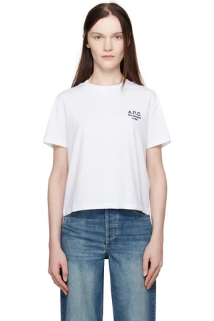 A.P.C. T-shirt droit blanc à logo Rue Madame