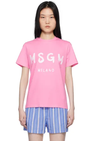 Msgm T-shirt rose en coton à logo
