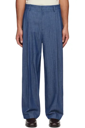 LE 17 SEPTEMBRE Pantalon ample bleu à plis