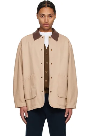 LE 17 SEPTEMBRE Blouson militaire brun clair à col en tricot côtelé