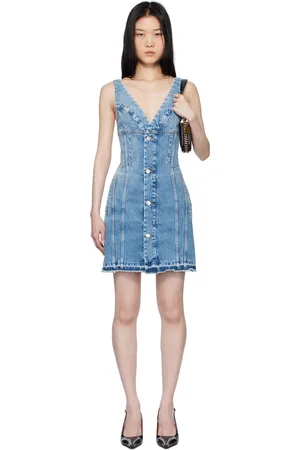 Stella McCartney Robe courte bleue en denim à effet délavé rétro