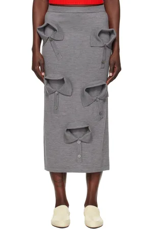Moschino Jupe longue grise à appliqués de style col
