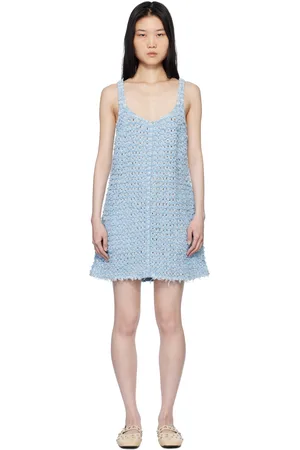 Stella McCartney Robe courte bleue en denim de fil bouclé