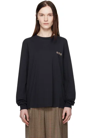 A.P.C. T-shirt à manches longues bleu marine à logo Adresse