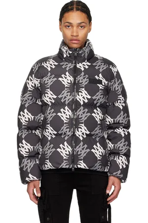 AMIRI Blouson noir rembourré en duvet à motif à quadrigrammes