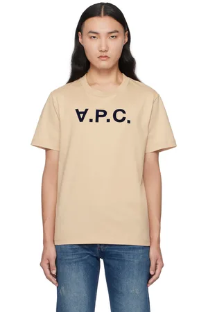 A.P.C. T-shirt beige à coupe classique et à grand logo V.P.C.