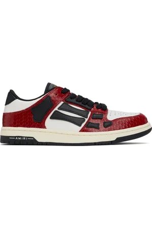 AMIRI Baskets basses rouge et noir gaufrées façon serpent à appliqués Skel Top