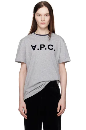 A.P.C. T-shirt gris à coupe classique et à grand à logo V.P.C.
