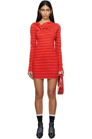 Msgm Robe courte rouge et blanc à rayures