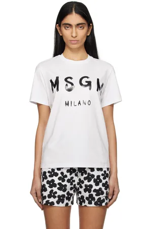 Msgm T-shirt blanc en coton à logo