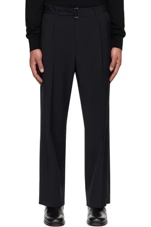 LE 17 SEPTEMBRE Pantalon bleu marine en laine à ceinture