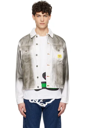 ICECREAM Blouson camionneur blanc et gris en denim à effet taché d