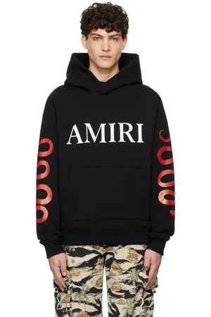 AMIRI Pull à capuche noir à images de serpent