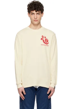 ICECREAM T-shirt à manches longues blanc cassé en tricot gaufré à logos