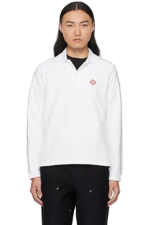 Casablanca Polo blanc en tissu éponge à monogrammes en jacquard