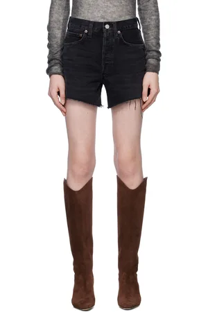 AGOLDE Short Parker noir en denim à entrejambe bas