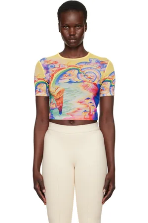 Casablanca Micro t-shirt multicolore en filet à images imprimées