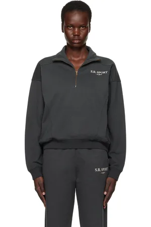 Sporty & Rich Pull molletonné noir à logo S.R. Sport et à demi-glissière