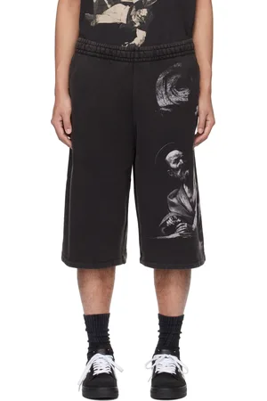 OFF-WHITE Short de survêtement noir à image de saint Matthieu