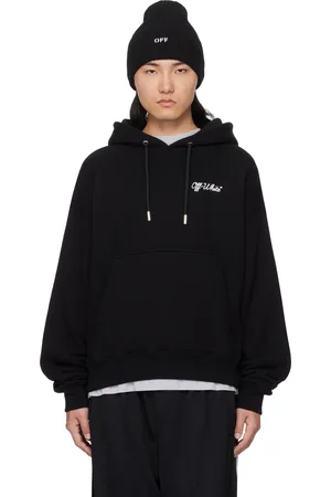 OFF-WHITE Pull à capuche noir à logos manuscrits