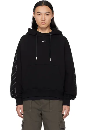 OFF-WHITE Pull de planchiste à capuche noir à quatre flèches cousues