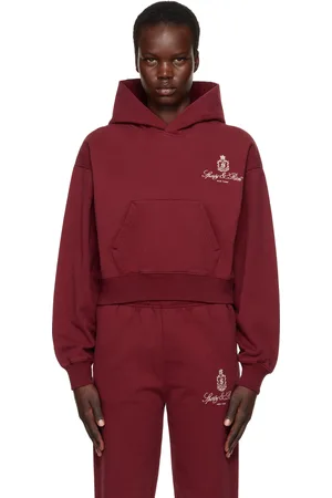 Sporty & Rich Pull à capuche écourté bourgogne à logo Vendome
