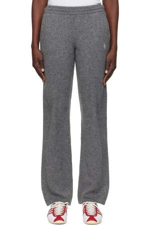 Sporty & Rich Pantalon gris en cachemire à logo SRC