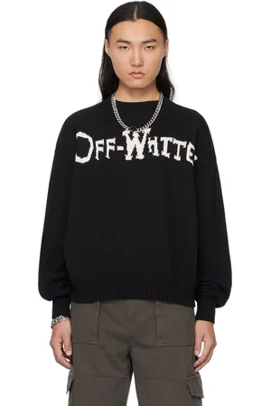 OFF-WHITE Pull noir en tricot à logos