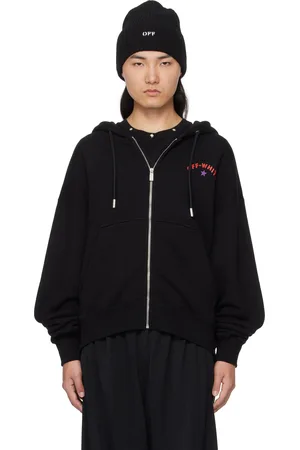 OFF-WHITE Pull à capuche noir à quatre flèches à motif étoilé