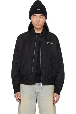OFF-WHITE Blouson aviateur de style teddy noir à logos modifiés
