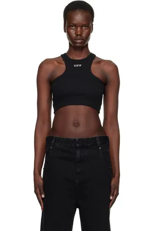OFF-WHITE Débardeur noir en jersey côtelé à logo et à dos nageur