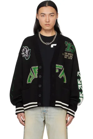 OFF-WHITE Cardigan de style collégial noir à image de crocodile
