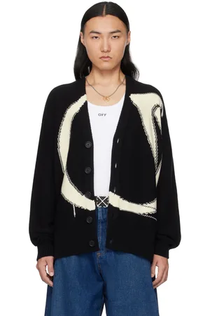 OFF-WHITE Cardigan noir et blanc à logo surdimensionné