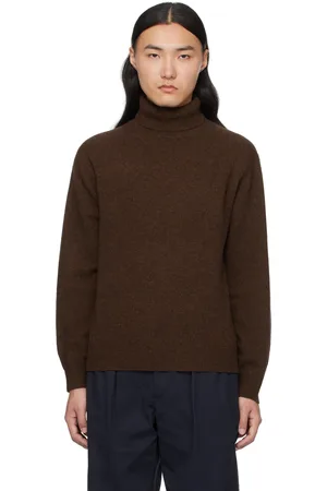 Beams Col roulé brun en tricot jauge 9