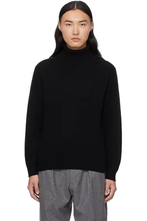 Beams Col roulé noir en tricot jauge 9