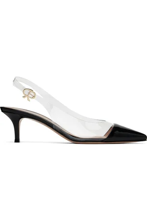 Gianvito Rossi Chaussures à petit talon 55 noires en vinyle à bride arrière