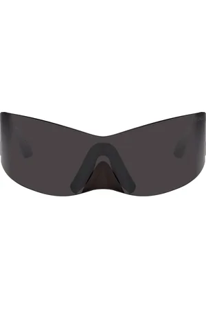 Balenciaga Lunettes de soleil de type visière Avant Premier Panther noires exclusives à SSENSE